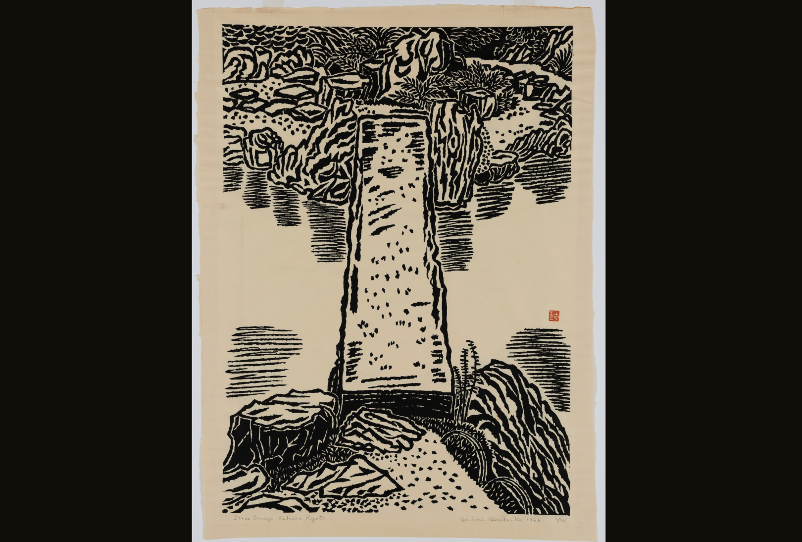 Block Museum Spotlights Hiratsuka Un’ichi’s 1966 Woodblock Print ‘Stone Bridge, Katsura, Kyoto’