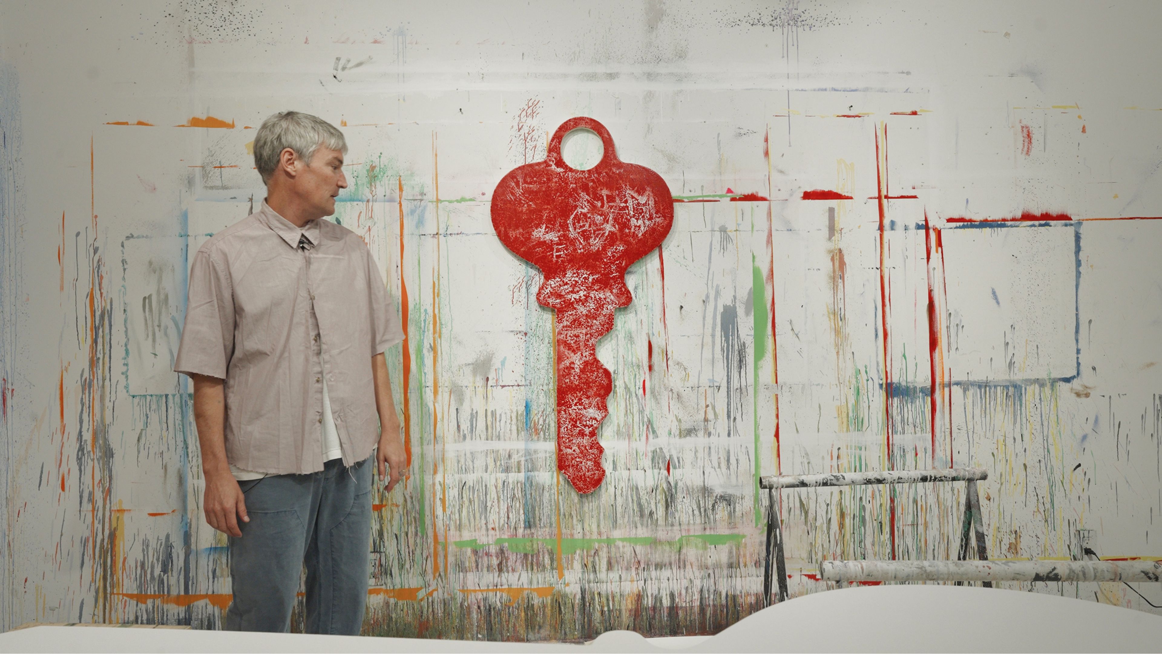 Nate Lowman's key-shaped paintings in 'Hanging Out' close 24 October at David Zwirner