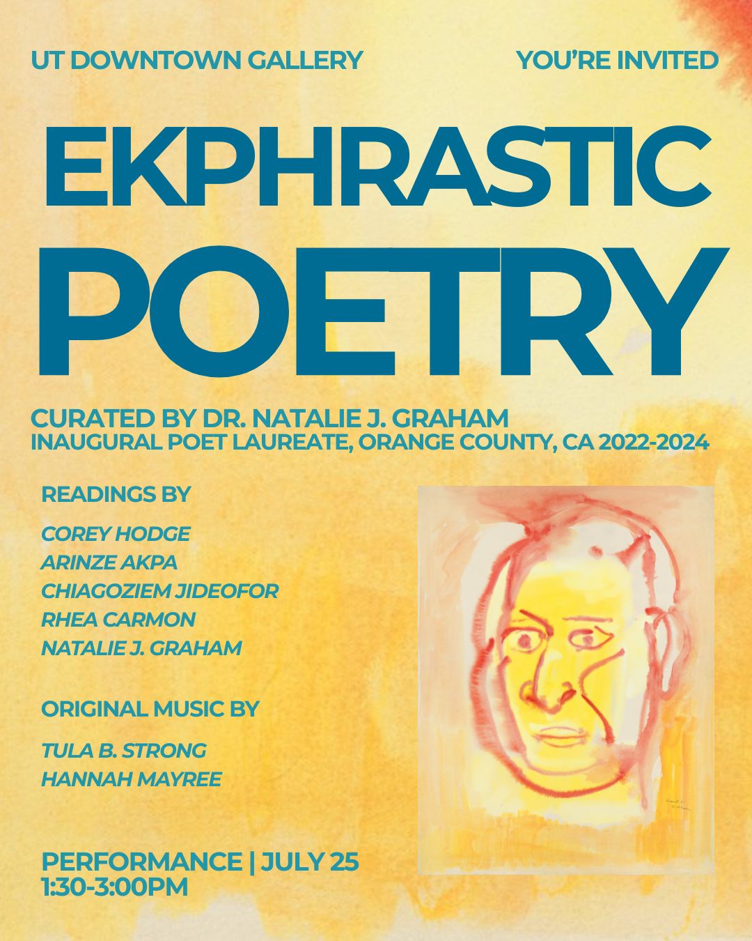 UT Downtown Gallery to Host Second Annual Ekphrastic Poetry Performance on July 25