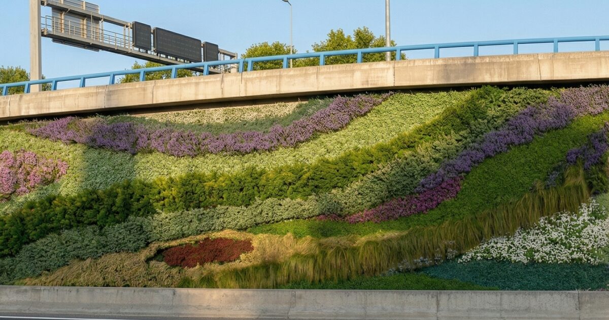 Madrid Begins Installation of Vertical Gardens Along the M-30 at Ventas