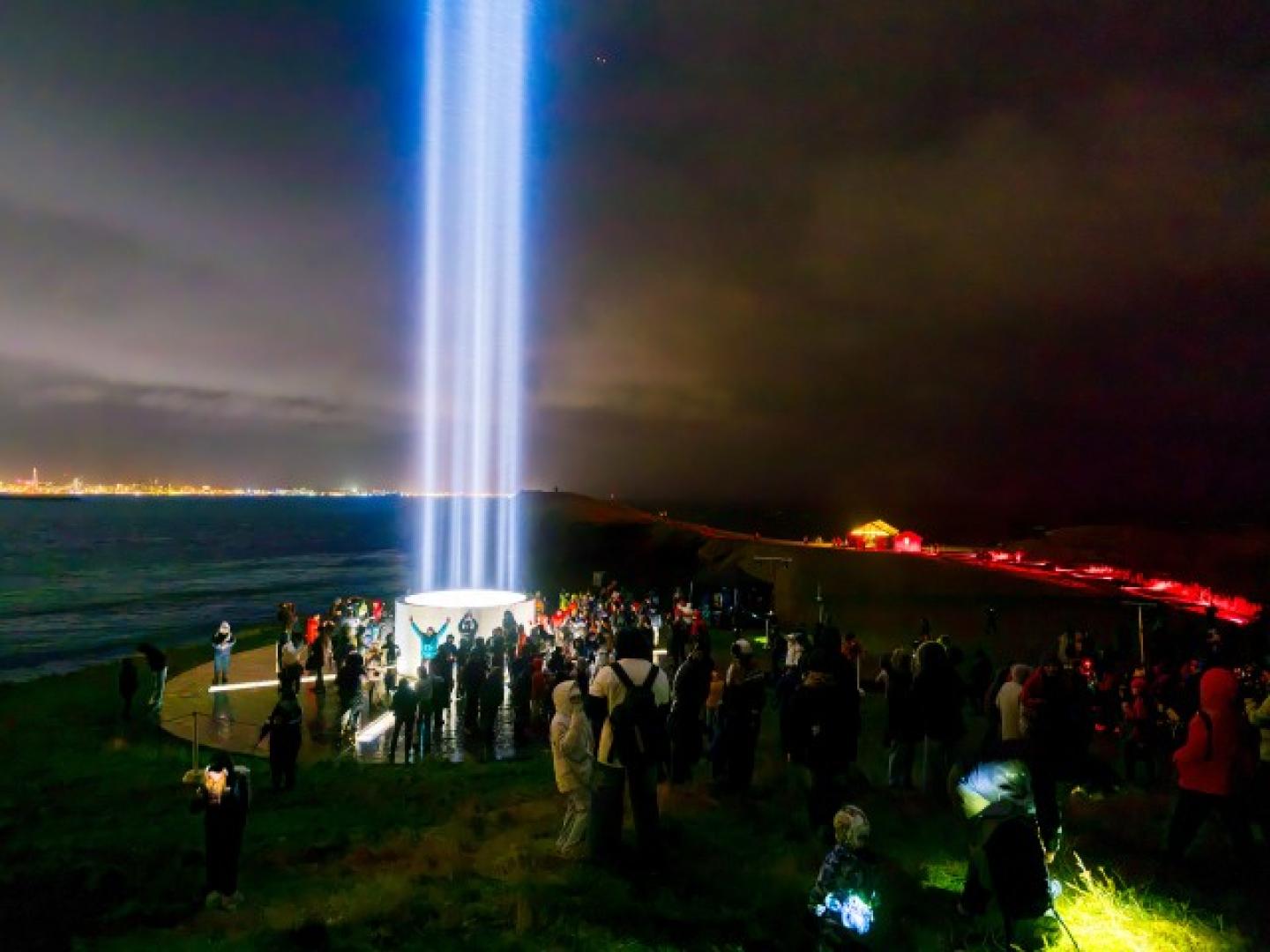 Yoko Ono's Imagine Peace Tower lit on Viðey for the 20th time