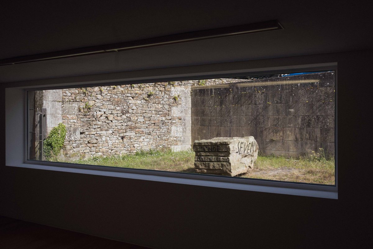 Misha Bies Golas Puts a Graffitied Granite Block on View Outside Galicia Contemporary Art Center